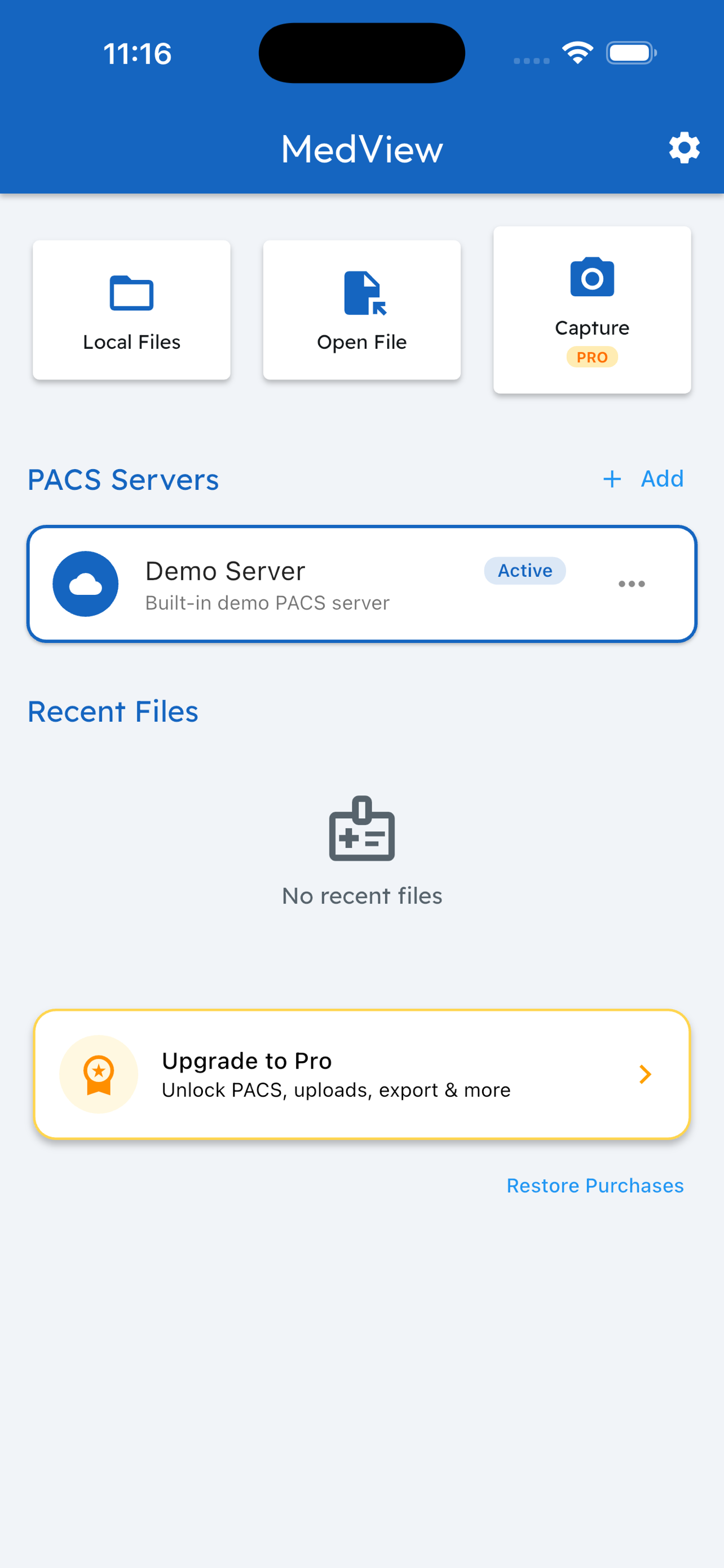 MedView home screen